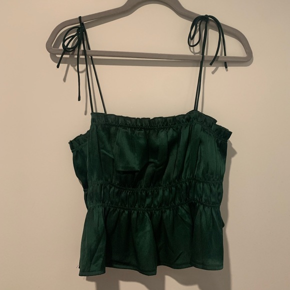 Princess Polly Forest Green Satin Style Top - Picture 2 of 3
